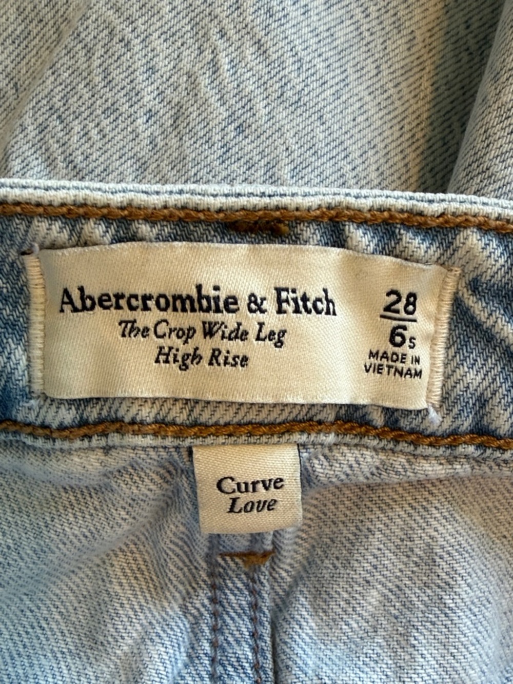 Abercrombie & Fitch Curve Love High Rise Cropped Wide Leg Jeans Sz 6S Light Wash - Picture 7 of 13